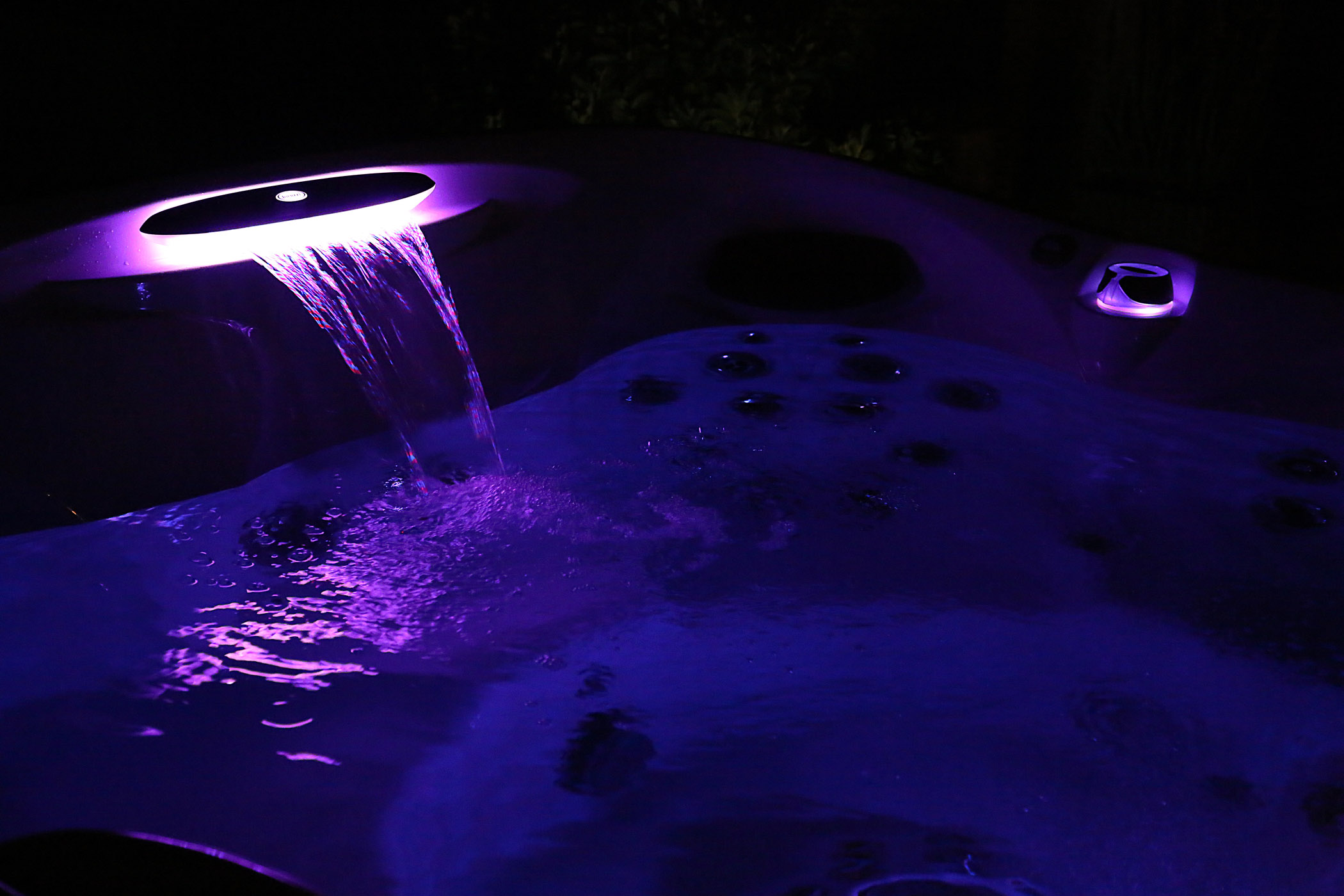 illuminated waterfall
