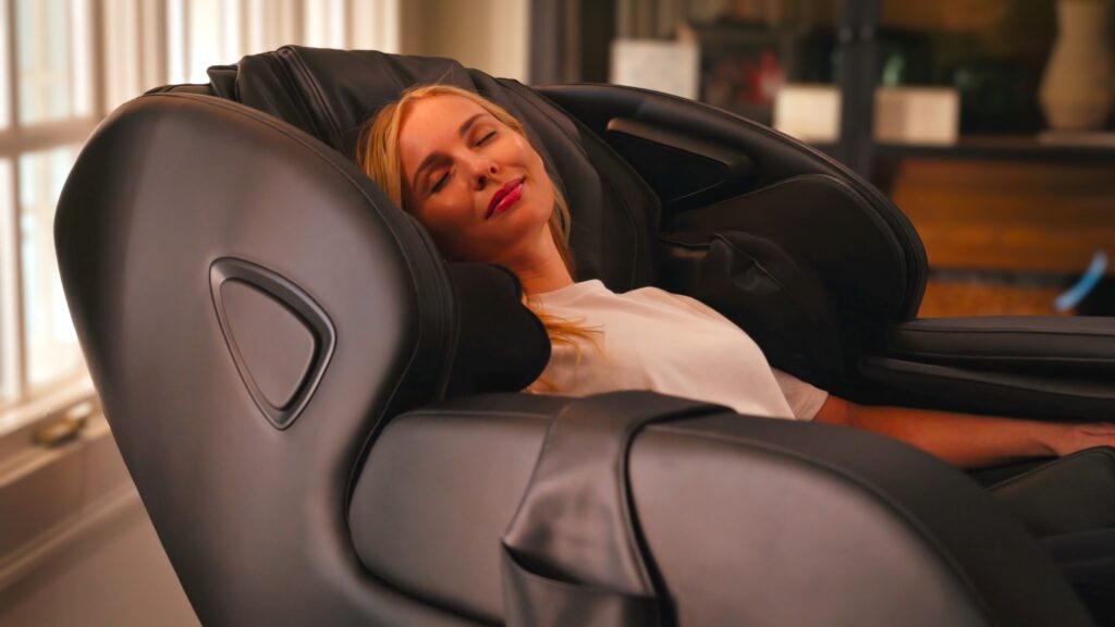 Woman Relaxing in Jacuzzi Massage Chair