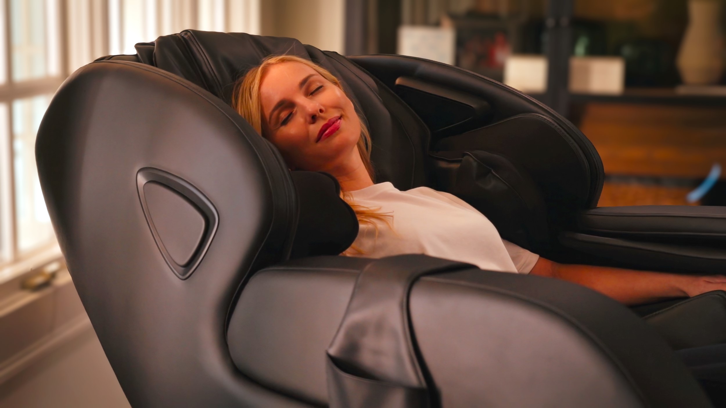 Woman Relaxing in Jacuzzi Massage Chair