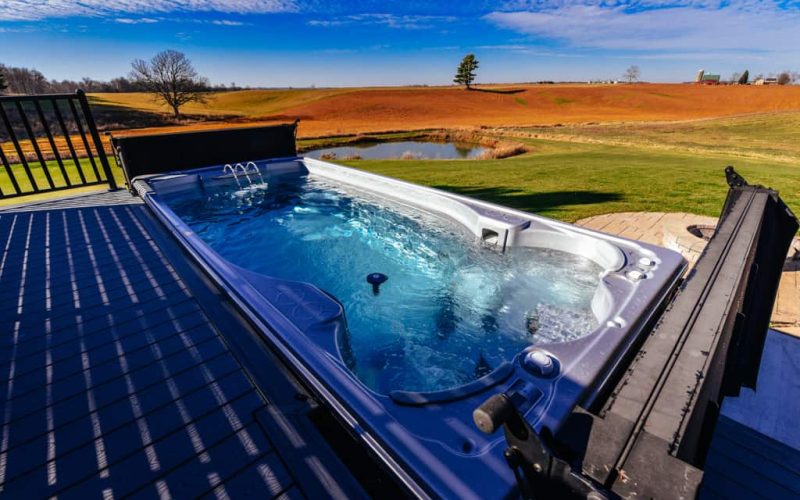 Jacuzzi Swim Spa next to the pond